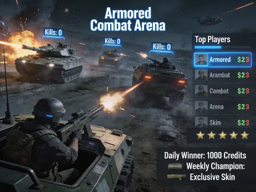Prompt: Create a war games where players compete against each other trying to kill each other with with armoured war equipment. The game is a kind of game that can be connected to s project which can be used as an event and the winner is determined by kills, the highest kills climbs the leaderboard for reward 