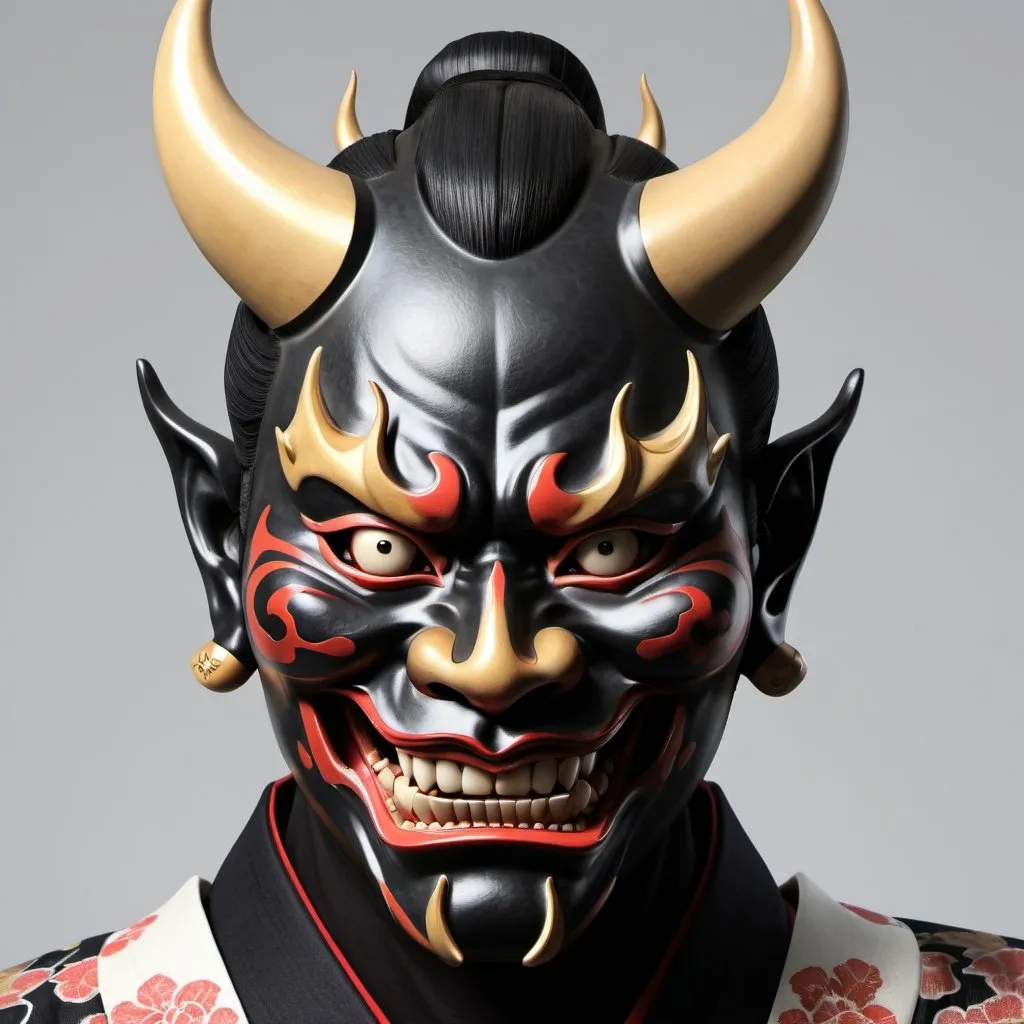 Prompt: Hannya mask style of 0mib, illustrator, masterpiece, high quality, 8k, high resolution, high detailed, Japanese, samurai