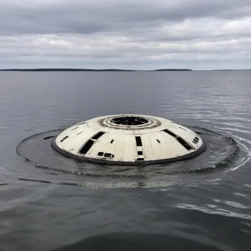 Prompt: Ufo crashed into the Baltic sea submerged in the water at the depth of the bottom floor 