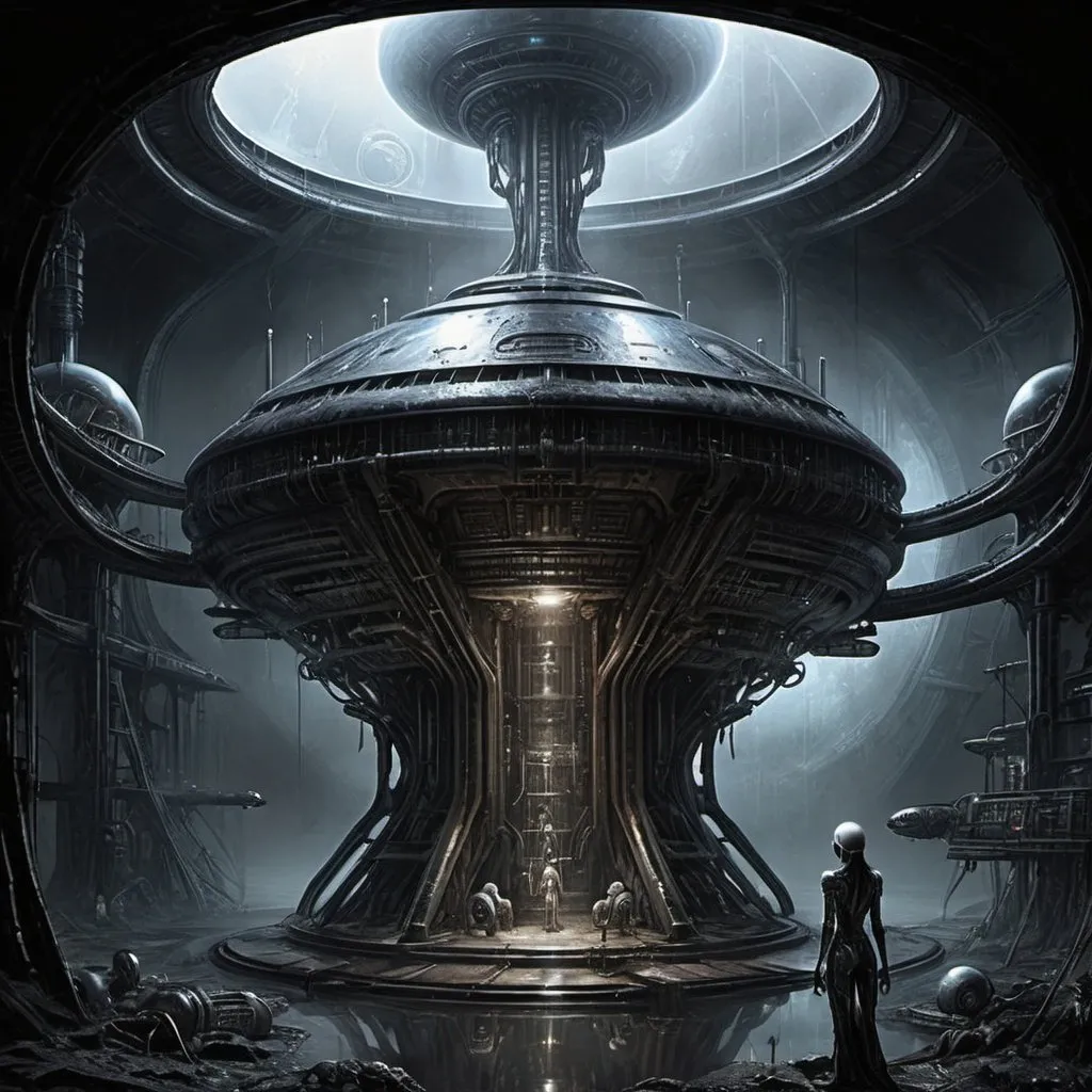 Prompt: (((Alien Laboratory)))Dark Theme, Visually Stunning Professional Quality Art, Damp Atmosphere, Luis Royo Style --auto