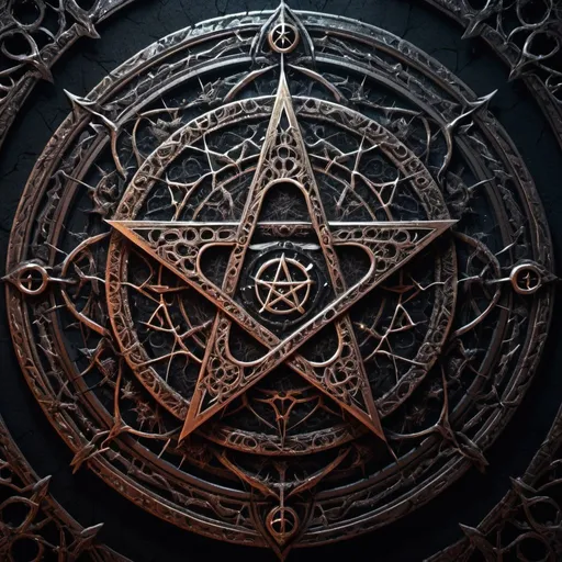 Prompt: (Very detailed 8K wallpapers), The middle ground of a terrifying necromancer,magic, Bright magic, Pentagram, Magic Circles, sparks, intricated, The highly detailed, dramatic