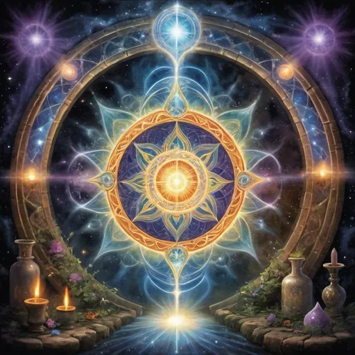 Prompt: an alchemical portal to another dimension of peace love and light