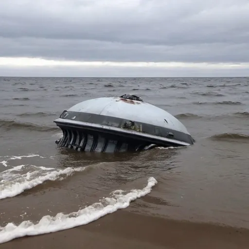 Prompt: Ufo crashed into the Baltic sea submerged in the water 