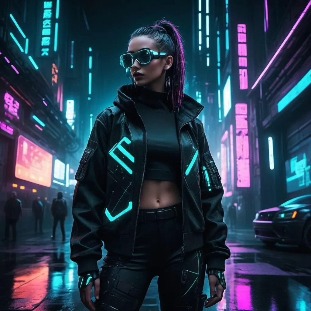 Prompt: Cyberpunk style tech wear astheric