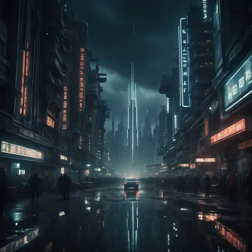 Prompt: cinematic film still, a city, a dystopian future, year 3000, sci fi, amazing details, dark atmosphere, shallow depth of field, vignette, highly detailed, high budget, bokeh, cinemascope, moody, epic, gorgeous, film