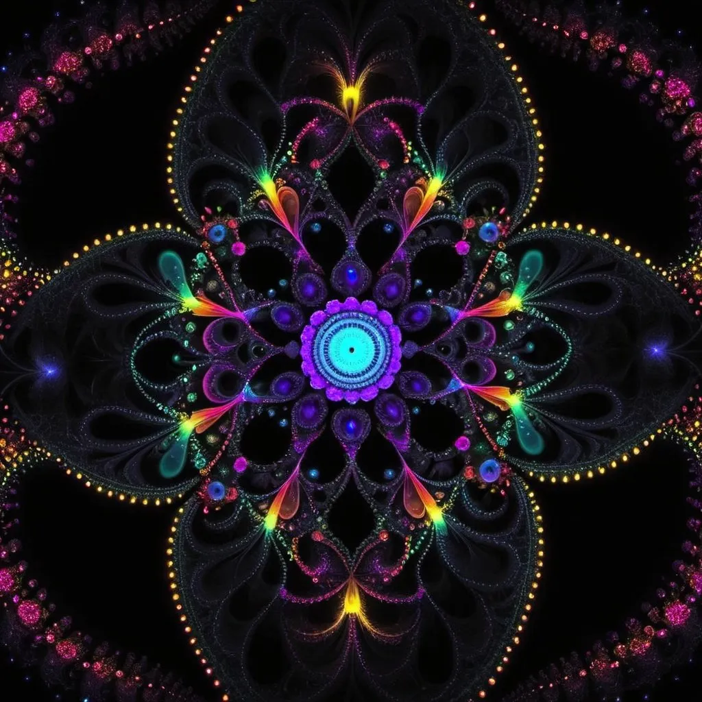 Prompt: **fractal life symbolism from neon dots on black background, hd, 3d, hq** - <@930928849393442827> (relaxed)