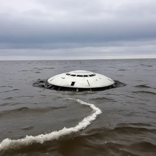 Prompt: Ufo crashed into the Baltic sea submerged in the water 