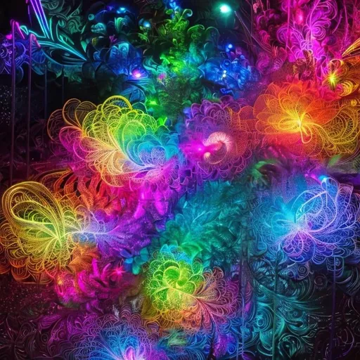 Prompt: (masterpiece, top quality, best quality, official art, beautiful and aesthetic:1.2), (1girl:1.3), extremely detailed,(fractal art:1.2),colorful,highest detailed,( zentangle neon:1.2), (dynamic pose), (abstract background neon:1.5), (treditional dress:1.2), (shiny skin), (many colors:1.4), upper body ,Neon,16K,Full HD