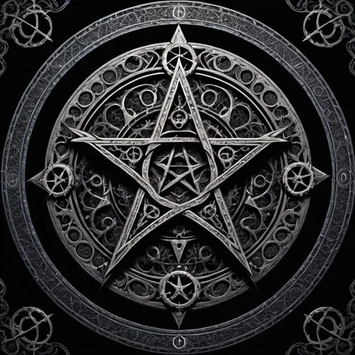 Prompt: (Very detailed 8K wallpapers), The middle ground of a terrifying necromancer,magic, Bright magic, Pentagram, Magic Circles, sparks, intricated, The highly detailed, dramatic