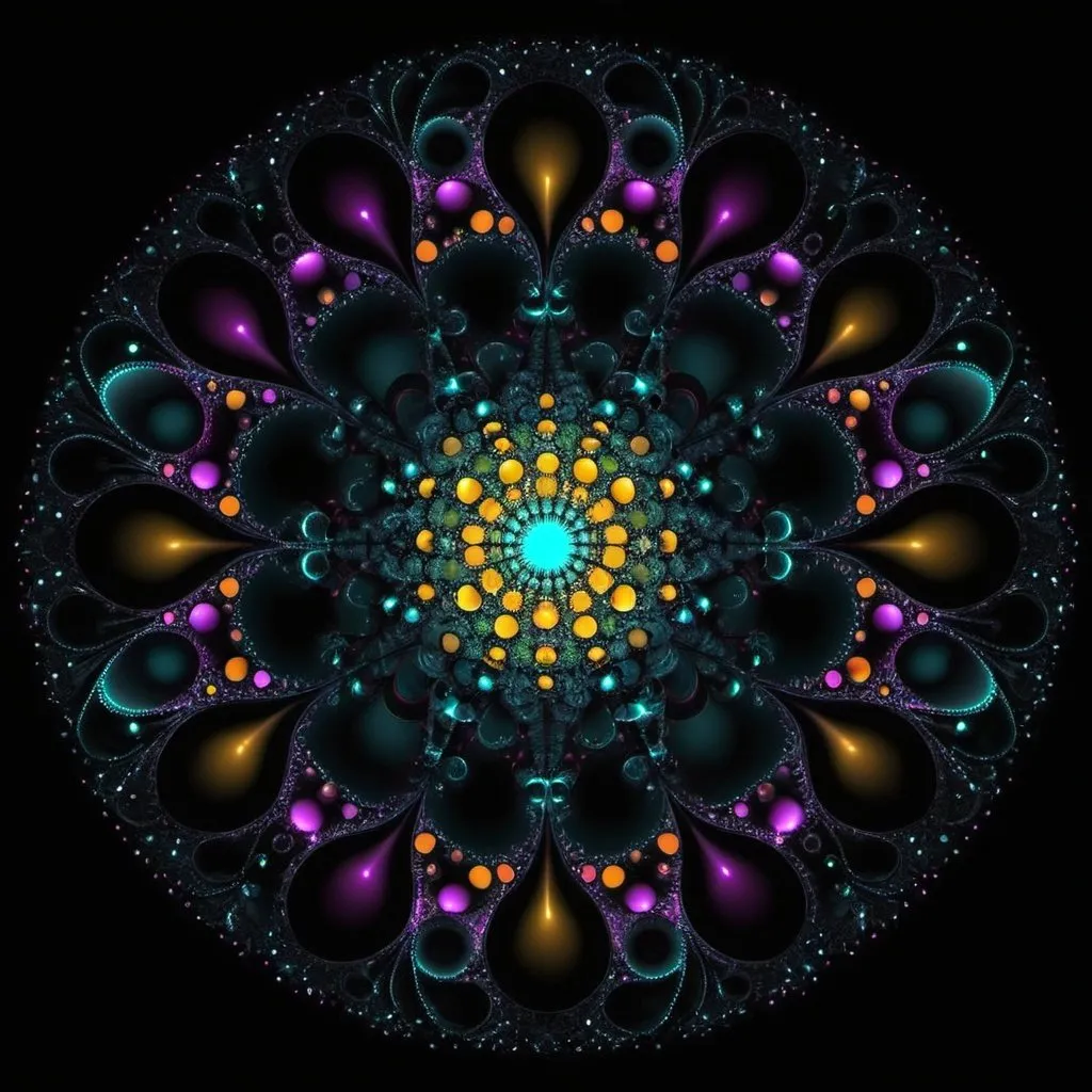 Prompt: **fractal life symbolism from neon dots on black background, hd, 3d, hq** - <@930928849393442827> (relaxed)