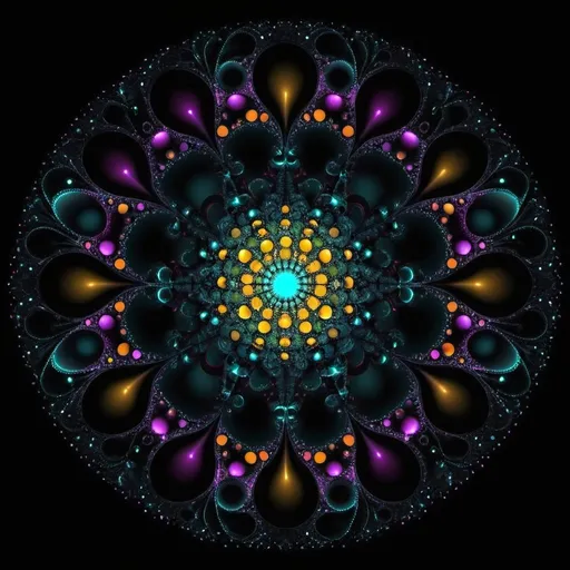Prompt: **fractal life symbolism from neon dots on black background, hd, 3d, hq** - <@930928849393442827> (relaxed)