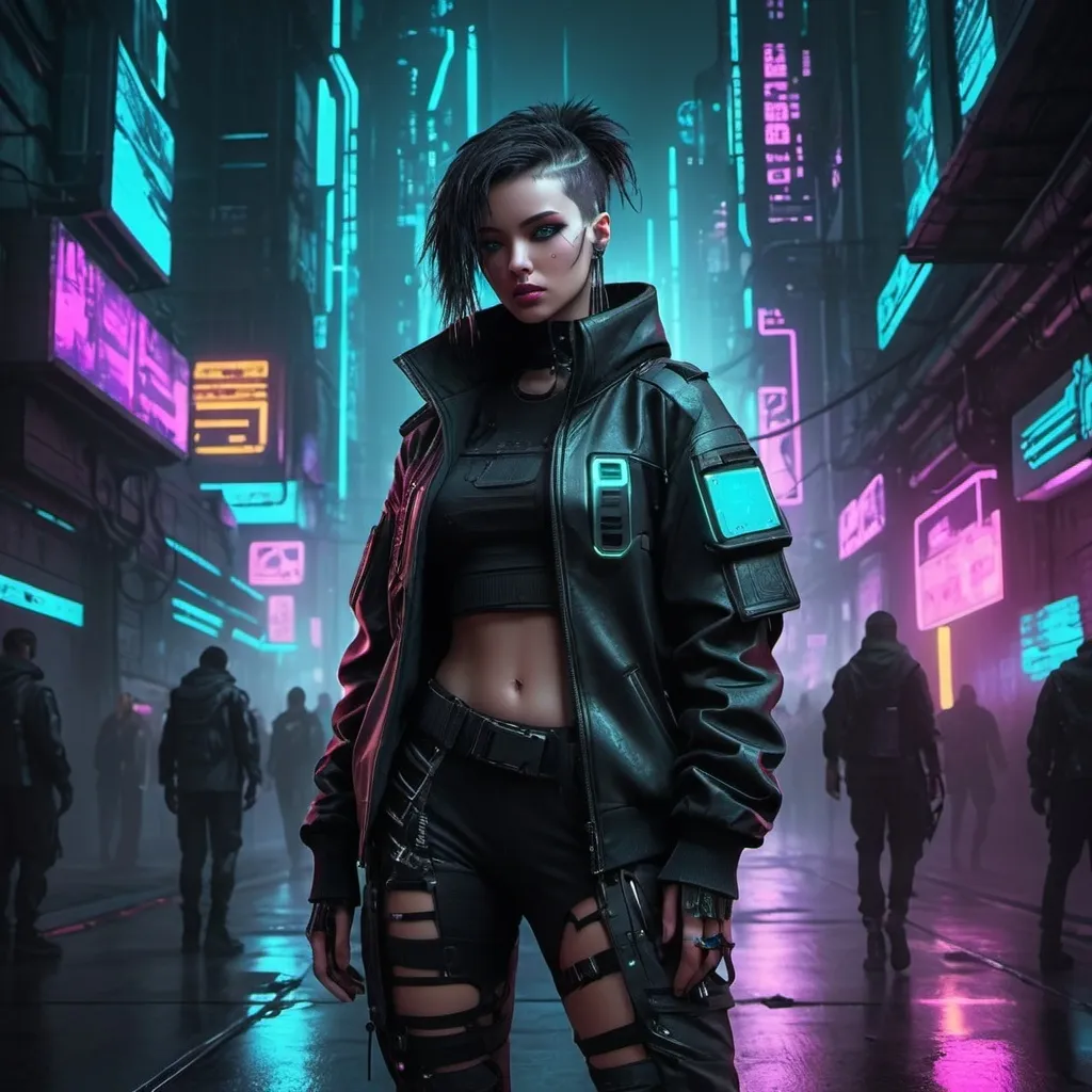 Prompt: Cyberpunk style tech wear astheric fashon tactical wear