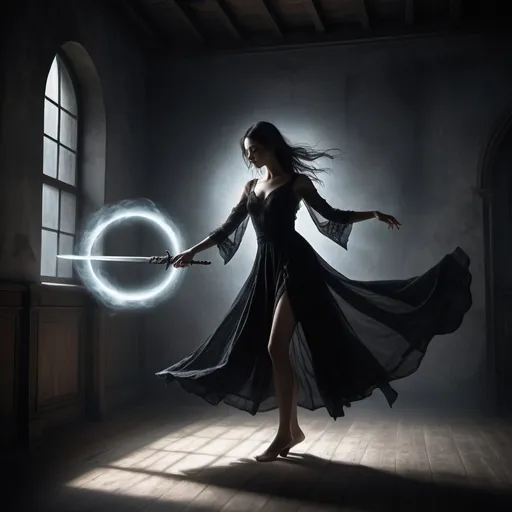 Prompt: Best Quality, Masterpiece, extra high resolution, (The photo is realistic:1.4), surrealism, dream-like,Fusion, Shadow Dancer, Shadow Magic, Darkness control, Invisible, Shadowstep, Umbral spells, Hidden blade,