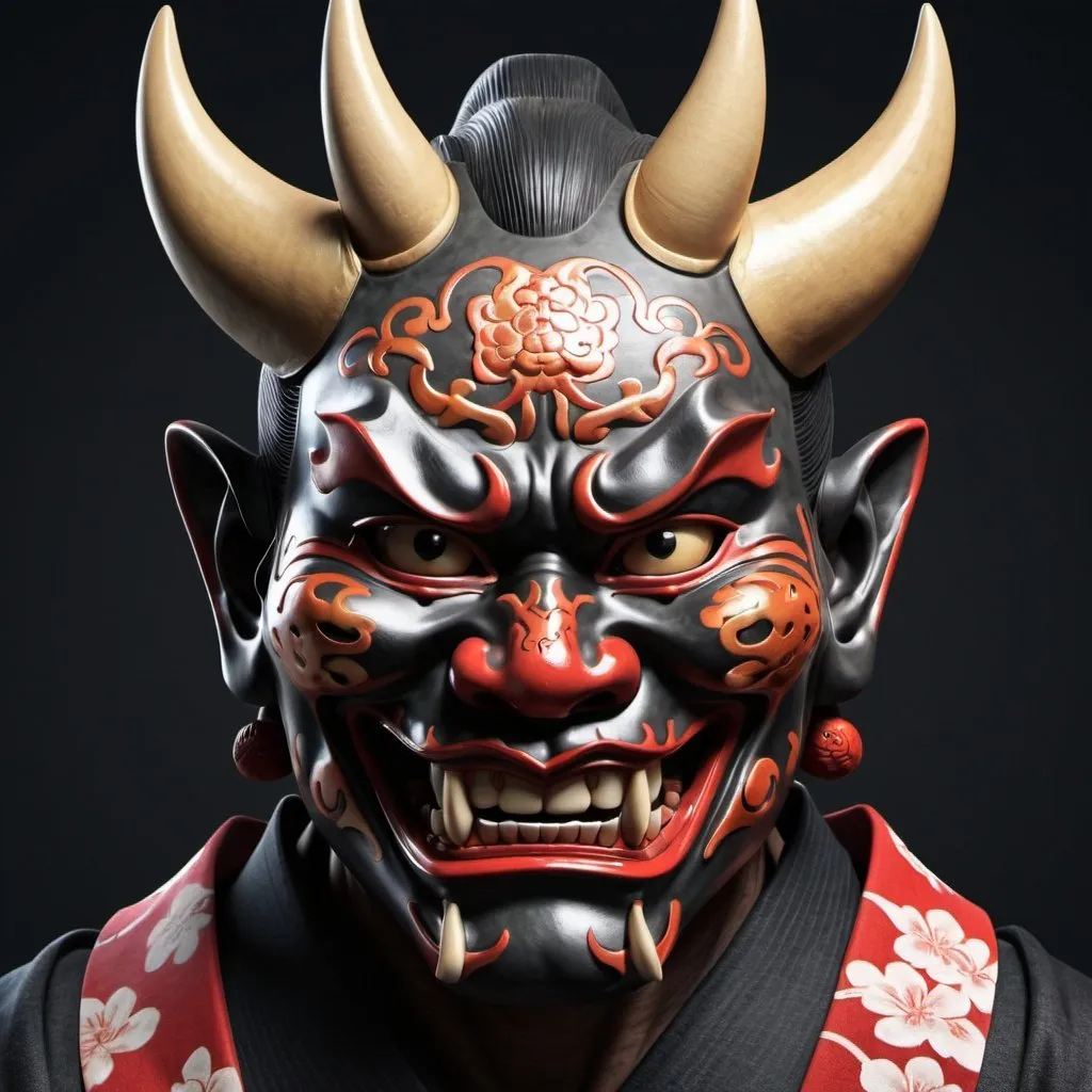 Prompt: Hannya mask style of 0mib, illustrator, masterpiece, high quality, 8k, high resolution, high detailed, Japanese, samurai