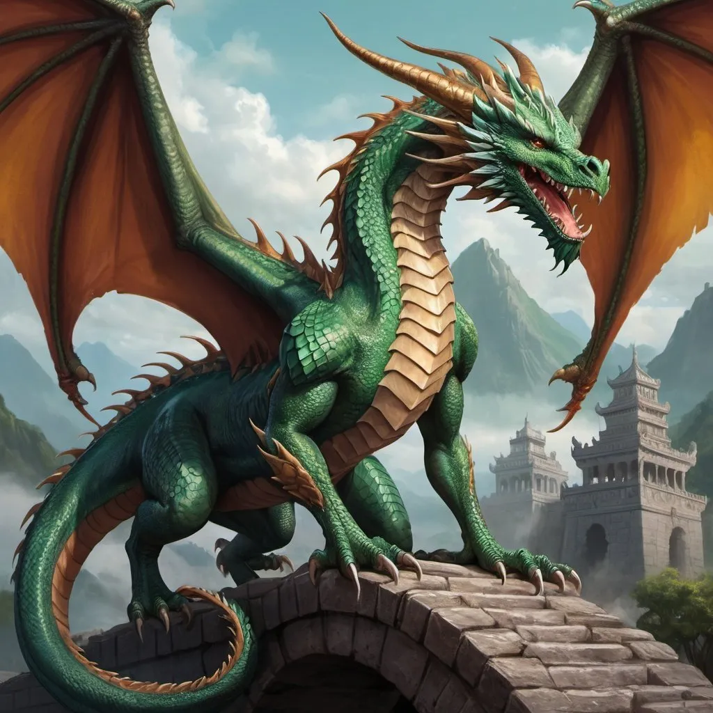 Prompt: a painting of a dragon with a long tail, mythical creature, symmetrical epic fantasy art, detailed fantasy digital art, detailed digital 2d fantasy art, detailed fantasy art, ancient creature, digital painting of quetzalcoatl, fantasy creature, highly detailed fantasy art, epic fantasy digital art style, digital 2d fantasy art, fantasy art behance