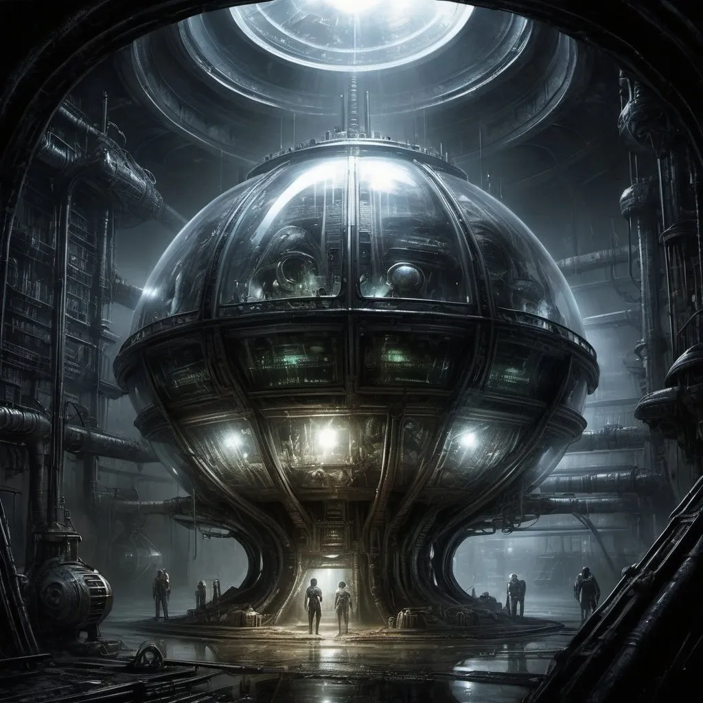 Prompt: (((Alien Laboratory)))Dark Theme, Visually Stunning Professional Quality Art, Damp Atmosphere, Luis Royo Style --auto