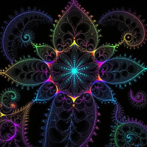 Prompt: **fractal life symbolism from neon dots on black background, hd, 3d, hq** - <@930928849393442827> (relaxed)