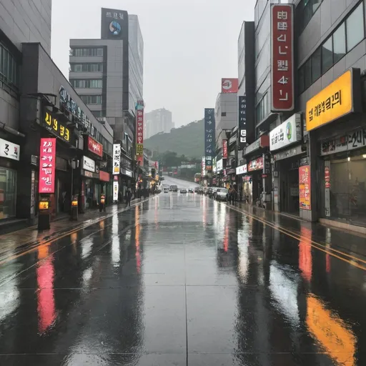 Prompt: a rainy city of seoul
