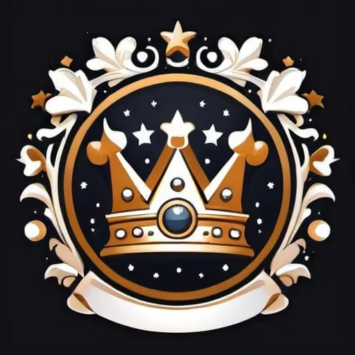 Prompt: Design a logo with a crown and white stars