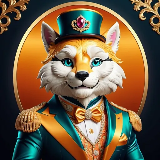 Prompt: Vibrant and luxurious digital artwork showcasing a stylish mascot, rich and opulent color palette, extravagant design elements, high-resolution, ads-luxury, detailed and ornate, professional lighting