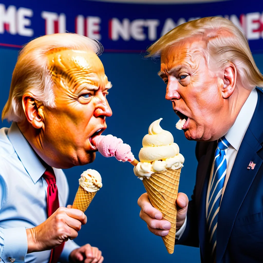 Prompt: donald trump fighting joe biden over ice cream