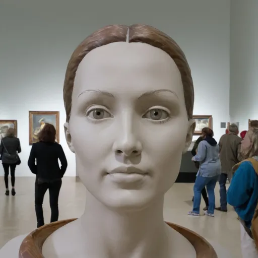 Prompt: woman with at the museum