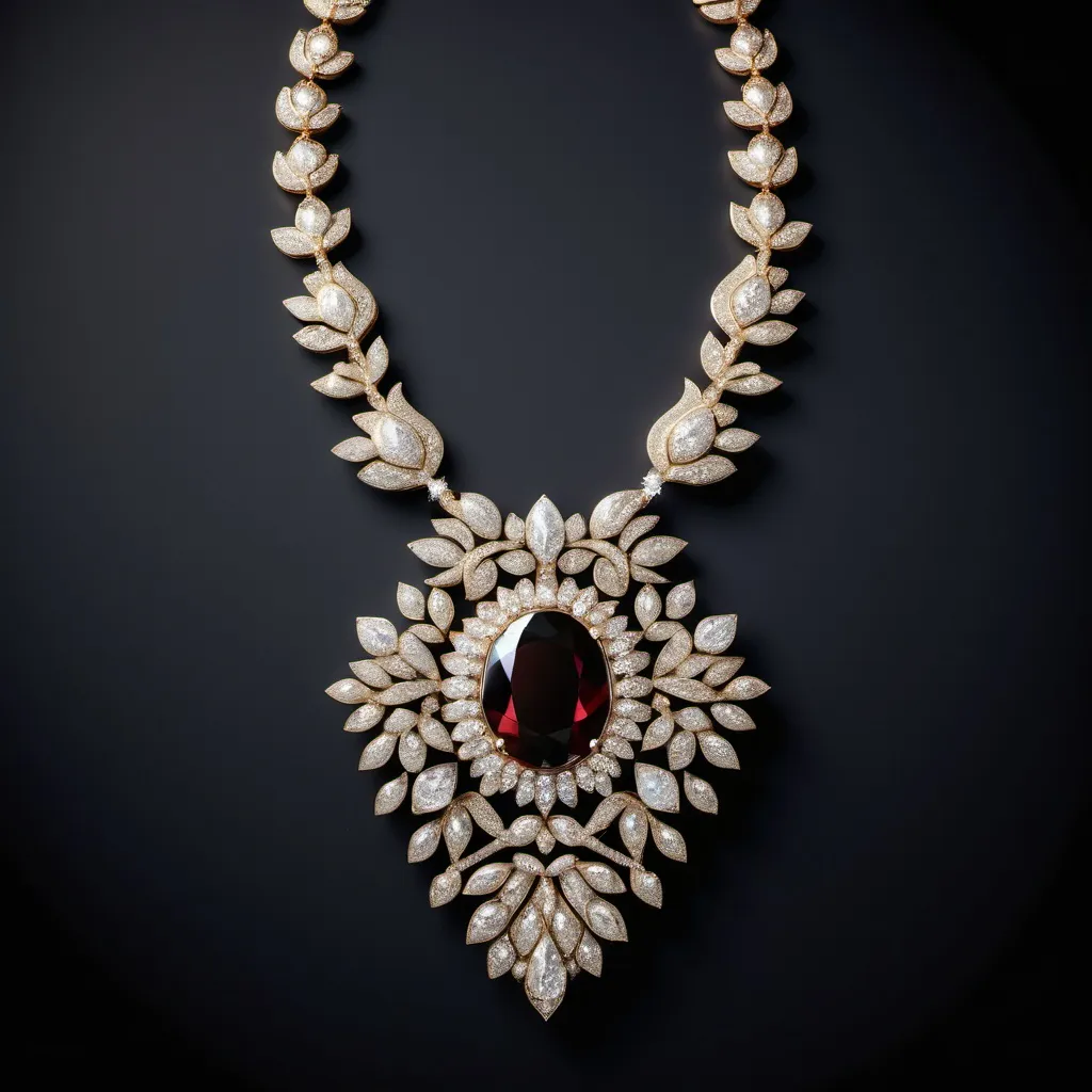 Prompt: Luxury Necklace, dark background, commercial photograph, professional, highly detailed