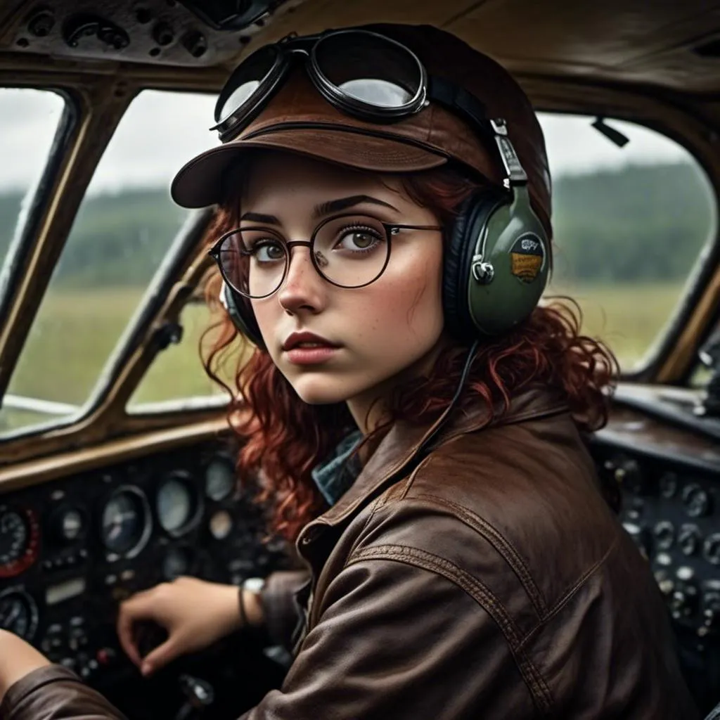 Prompt: <mymodel>(Masterpiece), ultra_fotorealistic, best quality, 8K, detailed, she is sitting at the controls of a cessna 172 , she is lerning to fly, she is highly concentrated as she flies the airplane, the flight instructor can be seen sitting to her right. she holds the rudder in her hands and looks forward out of the windshield to the outside. extreme_photorealistic