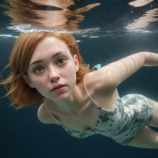 Prompt: fotorealistic<mymodel>Hazel is floating weightless deep  under water 