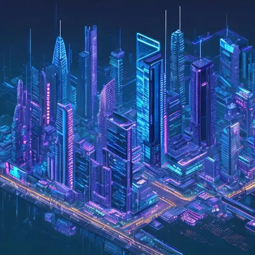 Prompt: 3D cityscape with neon lights, futuristic skyscrapers, flying cars, ultra-HD 4K quality, cyberpunk, futuristic, neon lights, detailed skyscrapers, flying cars, professional, atmospheric lighting