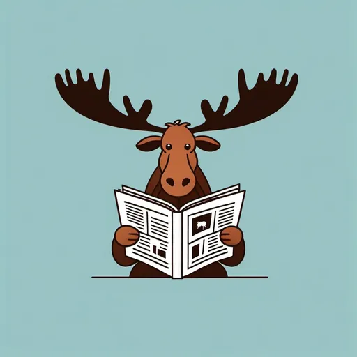 Prompt: minimal logo of a moose reading a newspaper