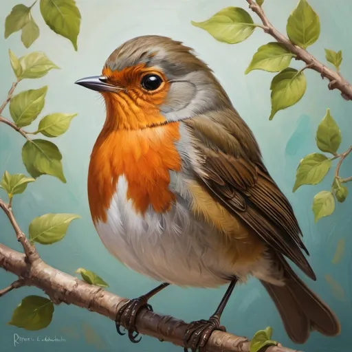 Prompt: Imagine you are a talented artist creating a portrait of a bird
named Robin. Dive into the details of Robin's appearance, personality, and surroundings as you bring this character to life on canvas.