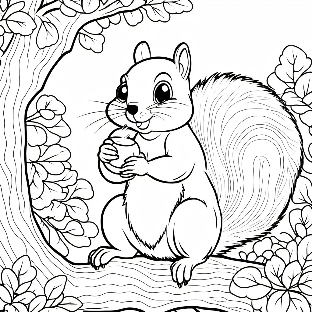 Prompt: Ein Eichhörnchen an einem baum
