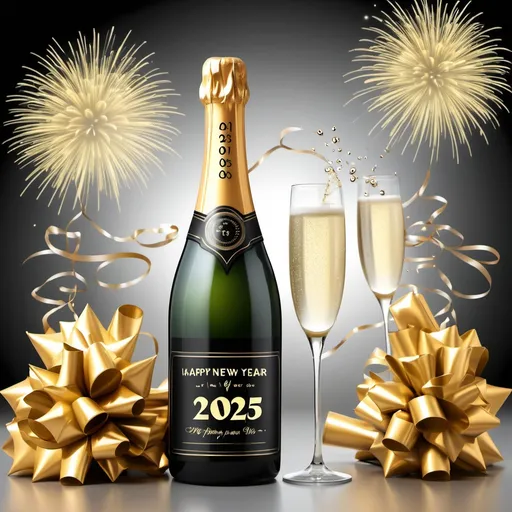 Prompt: create a happy new year 2025 image, don"t forget the champagne