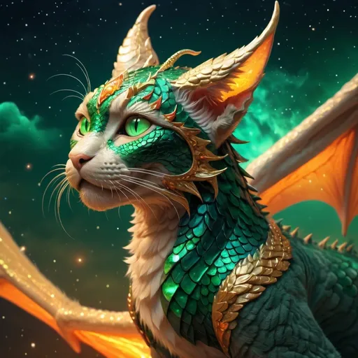 Prompt: combine a cat and a dragon