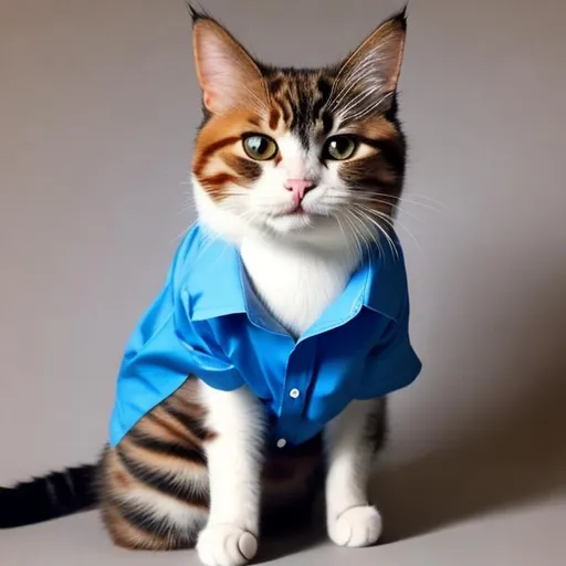 Prompt: cat wears shirt