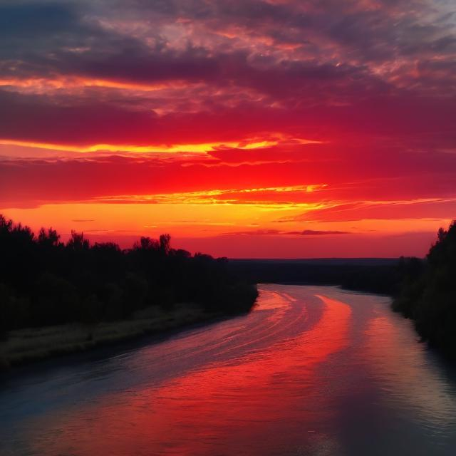 Prompt: river sunset horizon