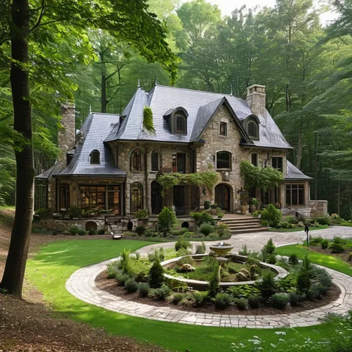 Prompt: Huge mansion cozy in the woods