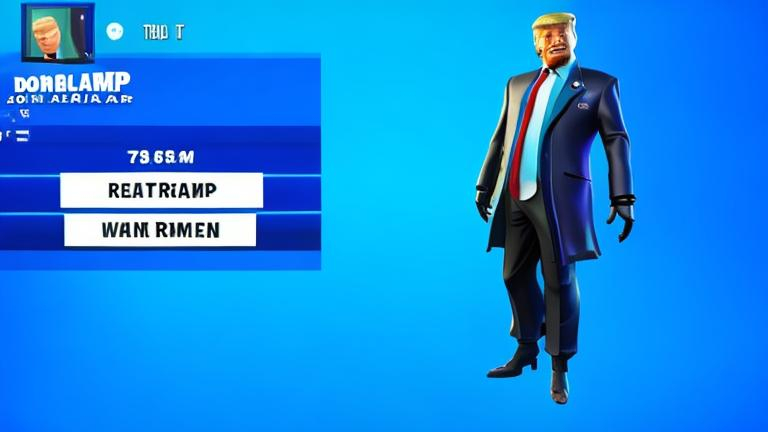 Prompt: New Donald J Trump real in fortnite item shop 