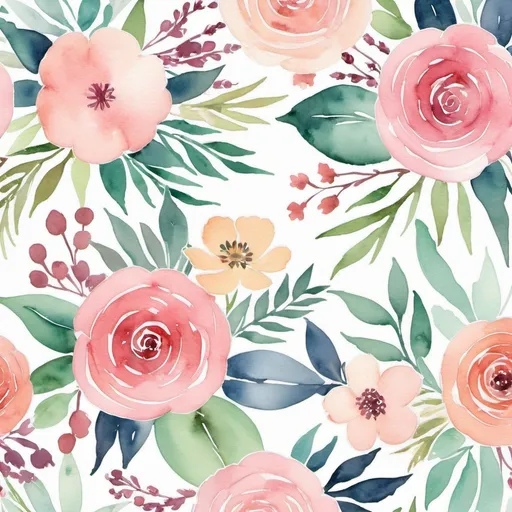 Prompt: generate an  elegant pattern adorned with soft watercolor florals in pastel hues, exuding femininity and charm. The pattern  the beauty of every season