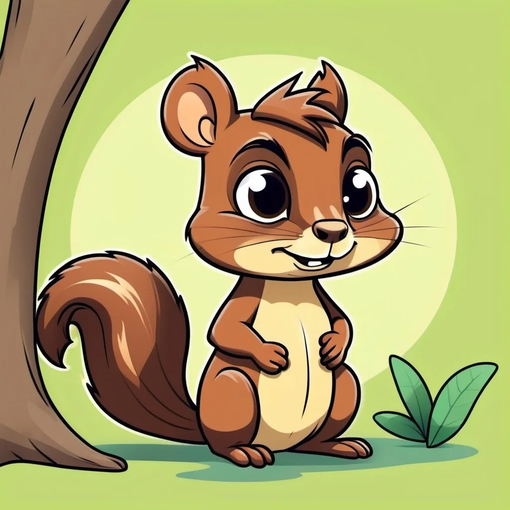 Prompt: funny miserable squirrel drawing in the style of happy tree friends cartoon
