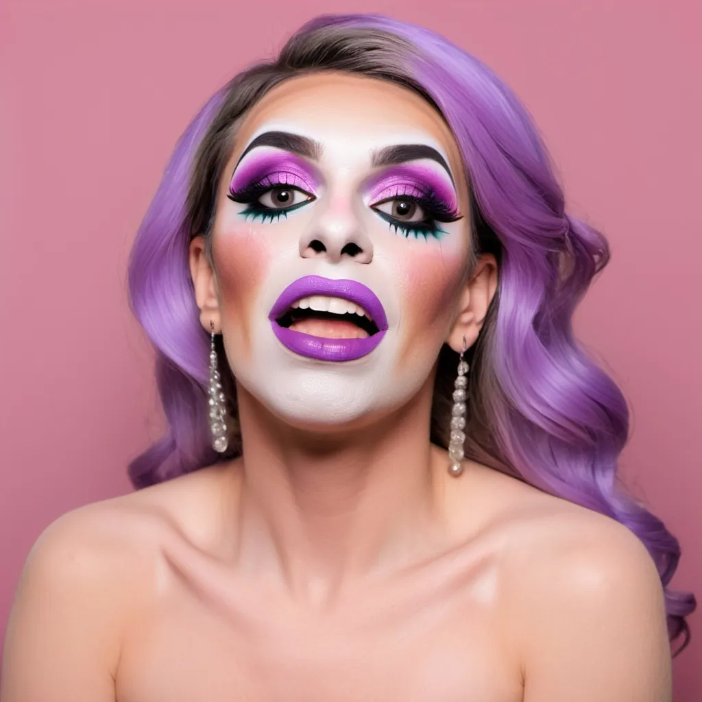 Prompt: Funny trans woman with big makeup