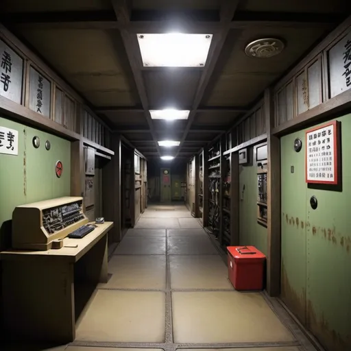 Prompt: Japanese super hero secret underground bunker 