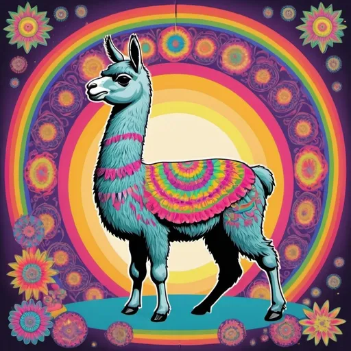 Prompt: Pin the tail on the lama, psychedelic style