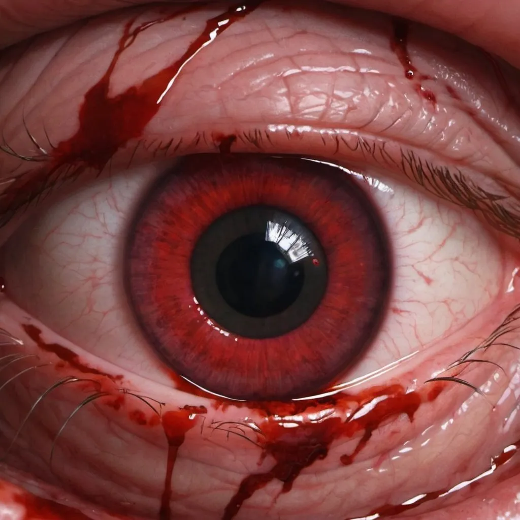 Prompt: bloody images destroy my enemys destroy my ennemies. bloody rotten worm starving uppon the eyes