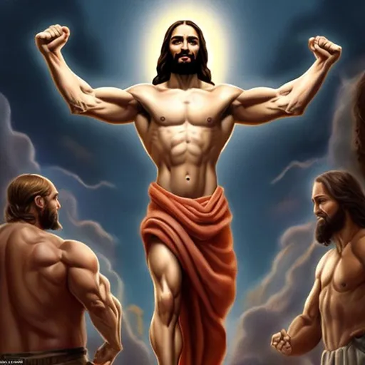 Prompt: bodybuilder jesus