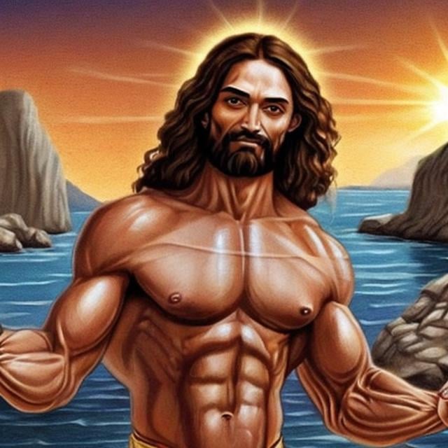 Prompt: bodybuilder jesus