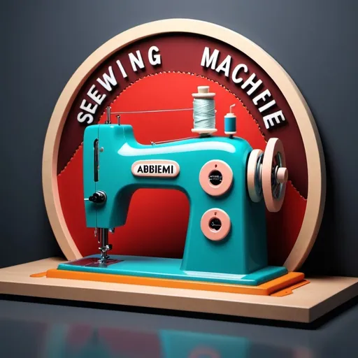 Prompt: A stunning 3D-rendered signage board showcases the vibrant, captivating logo of Sewing Machine for ABIDEMI STITCHES. The logo features a harmonious blend of colors, with sleek, modern lines that captivate the eye. The bold, eye-catching company name stands out against the backdrop, while the services offered - Sewing, Stoning, and Readymade. 