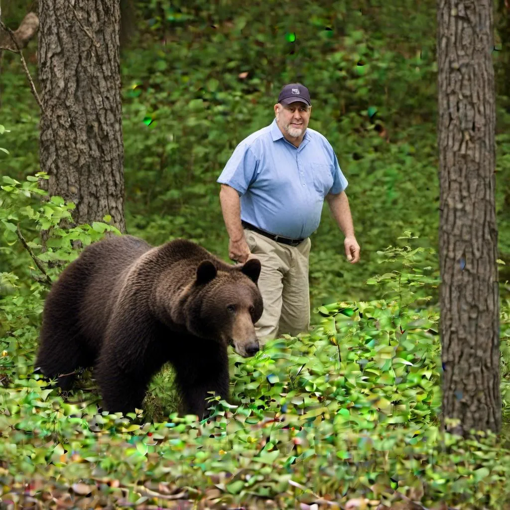 Prompt: <mymodel> A grizzly bear foraging in the forest underbrush.