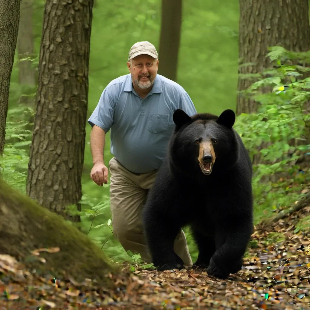 Prompt: <mymodel> A black bear ambling through a mountainous woodland.